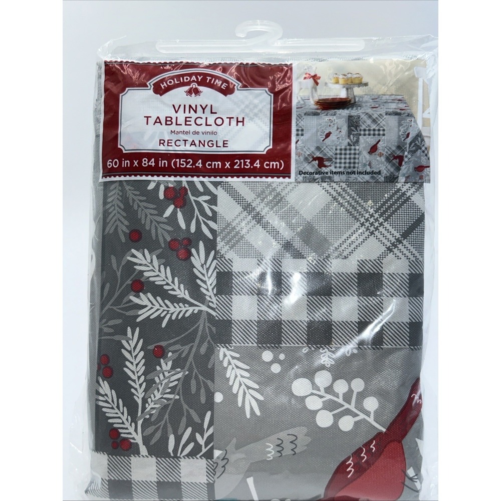 Holiday Time®60x84 Rectangle Flannel-Back Vinyl Christmas Table Cloth Patchwork